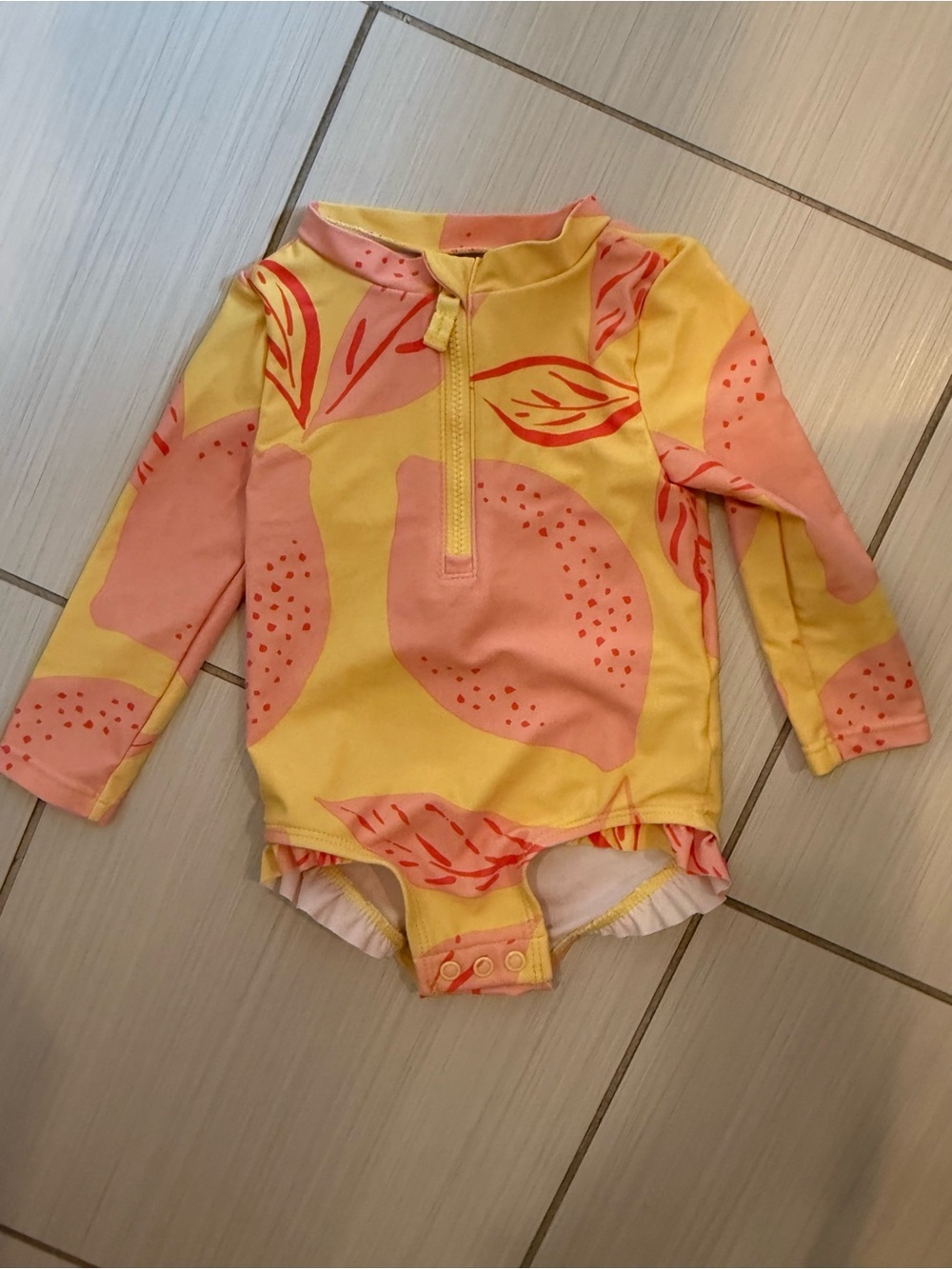 Carter’s Citrus Print Long Sleeve Rash Guard Swimsuit Baby Girl 6-9M